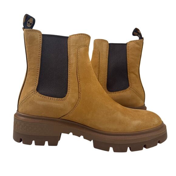 Timberland Cortina Valley Chelsea Boots Womens 7 Wheat Nubuck Lug Sole Pull On - Picture 4 of 13